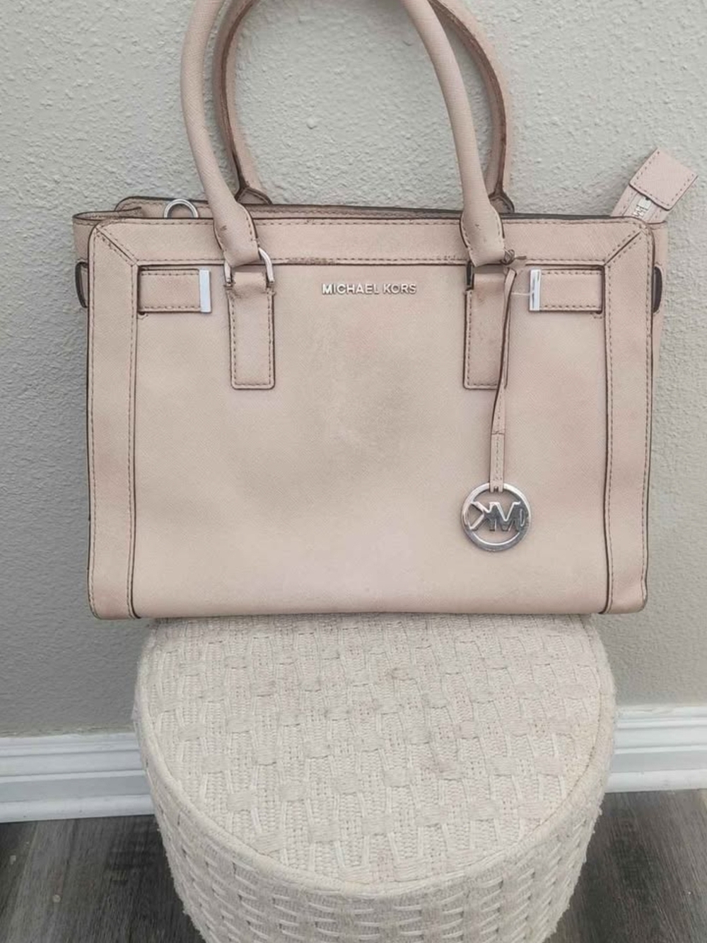 Michael Kors Blush Leather Satchel with Signature Charm